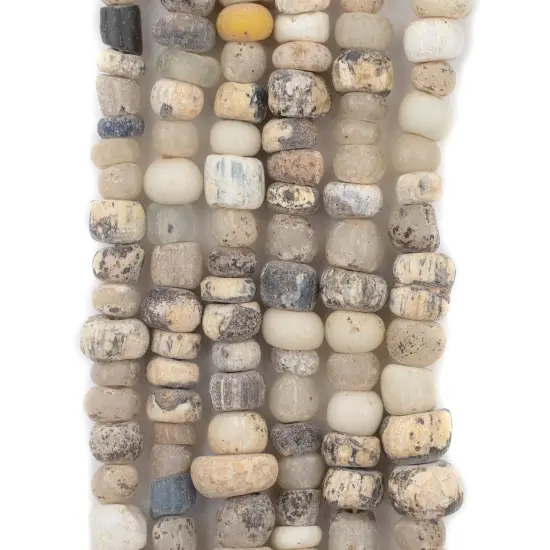 The Bead Chest Mottled White Ancient Djenne Nila Glass Beads 4mm Mali African Seed 26 Inch Strand Handmade {4}