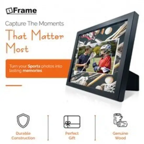 iFrame Commemorative Sports Athletics Frames I Fits 5x7 Photograph, Real Wood Black Finish, Desktop, Table Or Wall Mount I Shatterproof Plexiglass I Made in the USA {8}