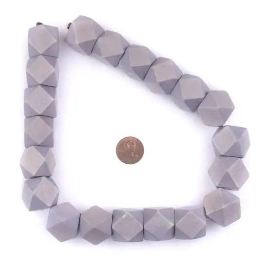 The Bead Chest Light Grey Cornerless Cube Wood Beads: 20mm Diamond Cut Natural Organic Beads for Jewelry Making {2}