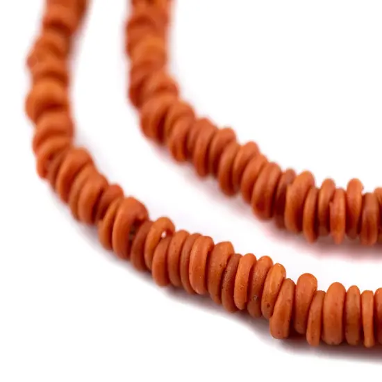 The Bead Chest Orange 4mm Glass Heishi Beads - 26" Strand of Indonesian Java Spacer Beads for Crafts & Jewelry Making {1}