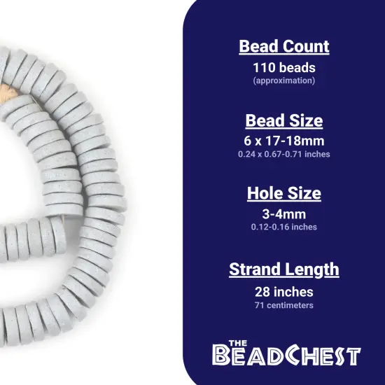 The Bead Chest Light Grey Ashanti Glass Disk Beads (18mm) {4}
