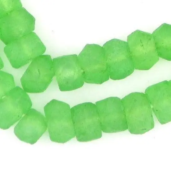 The Bead Chest Verdant Green Faceted Recycled Java Sea Glass Beads - Full Strand of Faceted Bottle Glass Beads | Approximately 48 Beads {5}