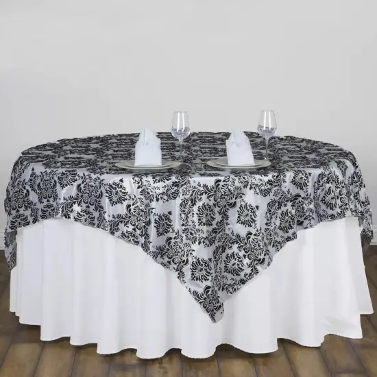 1 pc 60"x60" Damask Flocking Table Overlays - Buy Wedding Party Bridal Linens {1}
