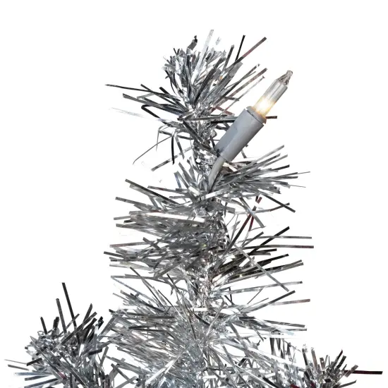 Northlight Pre-Lit Artificial Tinsel Christmas Tree - Silver - 7' - Clear Lights {6}
