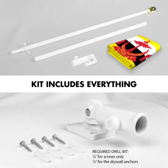 G128 Combo Pack: 6 Ft Tangle Free Aluminum Spinning Flagpole (White) & Brunei Bruneian Flag 3x5 Ft, LiteWeave Pro Series Printed 150D Polyester | Pole with Flag Included {2}