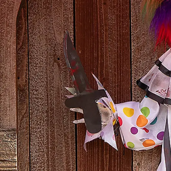 4 Foot Hanging Animated Clown Multicolored Hair Halloween Decoration {5}