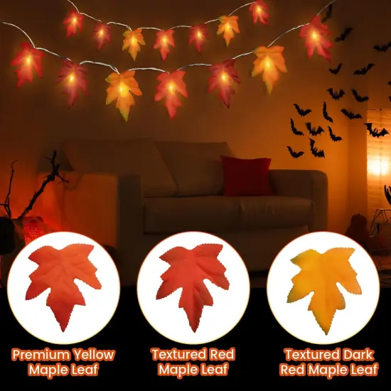 Fall String Lights - 2 Pack Maple Leaf Garland with Lights {5}