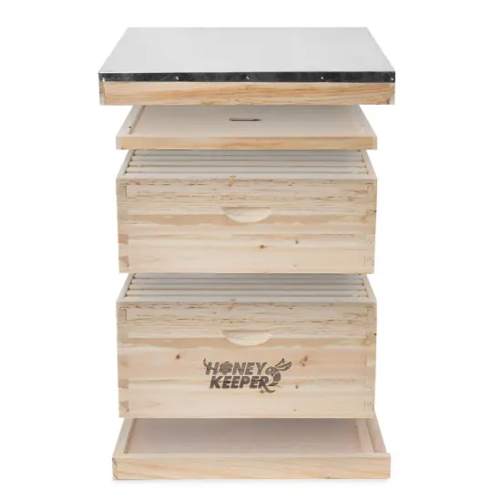 Honey Keeper Beehive 20 Frame Complete Box Kit (10 Deep and 10 Medium) with Metal Roof for Langstroth Beekeeping {3}