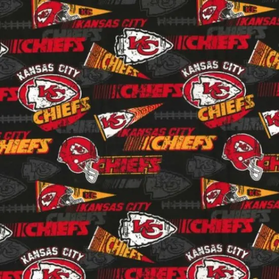 Licensed NFL Kansas City Chiefs Retro Cotton Black 70112 Fabric by the Yard {1}