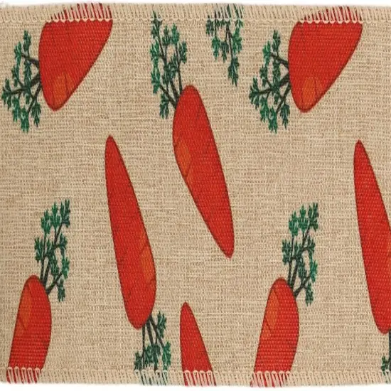 2-1/2 Inches Wired Ribbon 10 Yards 1 Roll Easter Carrot on Natural Linen Wired Ribbon for Wreath Easter, Spring for Wrapping Making Bows, Wreaths, Bouquet Wrapping, Decoration {2}