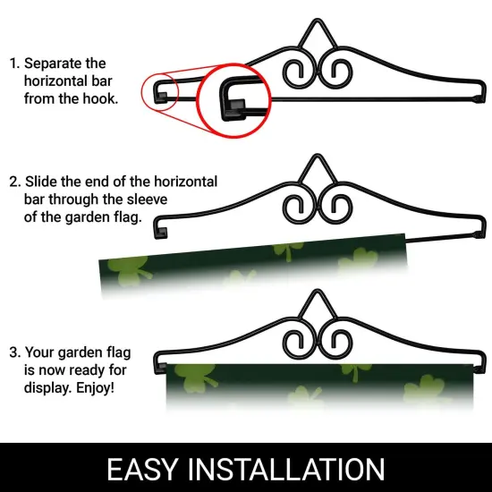 G128 Combo Pack Garden Flag Hanger 14IN & Garden Flag Happy St. Patrick's Day Plaid Shamrock Printed 12x18IN Double Sided {3}