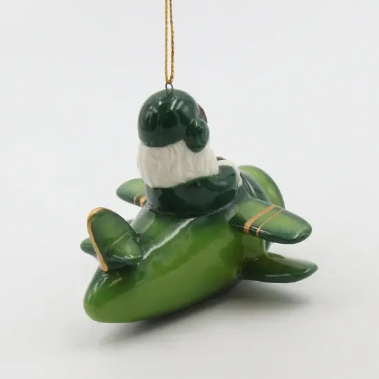Ceramic Irish Santa Flying Airplane Ornament, Gift for Her, Gift for Pilot, Irish Saint Patrick&rsquo;s Day D&eacute;cor, Christmas Decor, Irish Airlines {5}