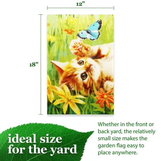 G128 Kitten Butterfly Flowers Garden Flag 12x18 In Double Sided Spring Yard Garden Lawn Decoration {4}