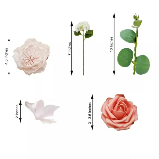 Pink Foam Peonies Roses White Silk Daisies Hydrangeas FAUX FLOWER BOX Party {3}