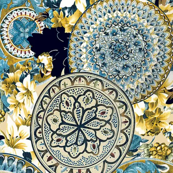 Romantic Mandalas and Lilies Printed Spandex Fabric {3}