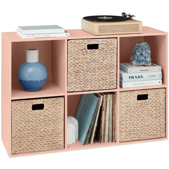 Best Choice Products 6-Cube Bookshelf, 13.5in Display Storage System, Organizer w/ Removable Back Panels Light Pink {1}