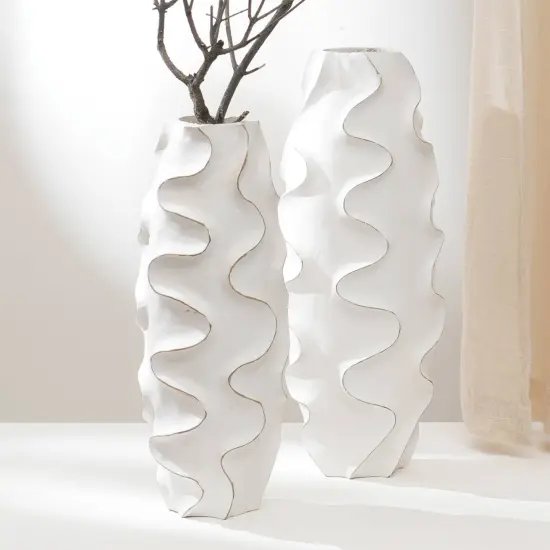 Decorative Handcrafted Accent Wood Vase-5x15" {3}