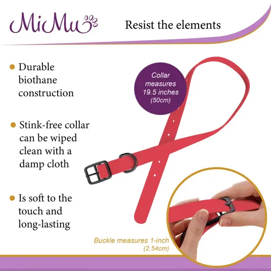 MiMu Medium Silicone Dog Collar - Pink 19.5in Stylish Dog Collar with Prong Buckle {5}