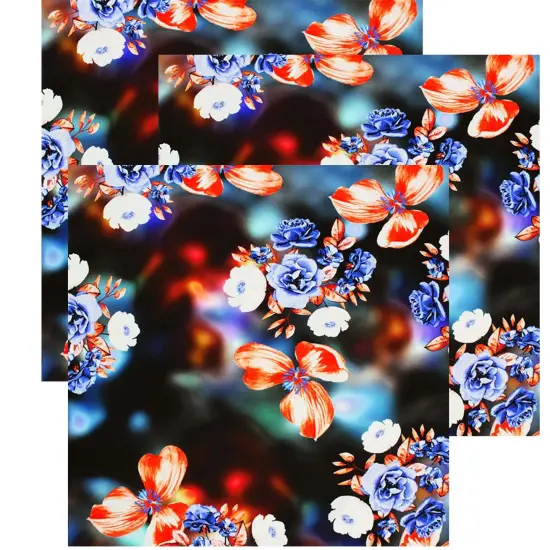 Crisp Bouquets on Blurry Ground Night Printed Spandex Fabric {4}