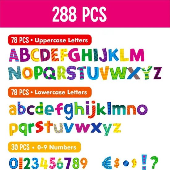 288 PCS Alphabet Combo Set,78pcs Uppercase Letters, 78pcs Lowercase Letters, 30pcs 0-9 Numbers {2}