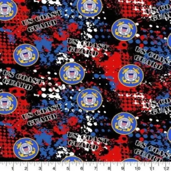 U.S Coast Guard Abstract Geo Logo Cotton Fabric by the Yard {1}