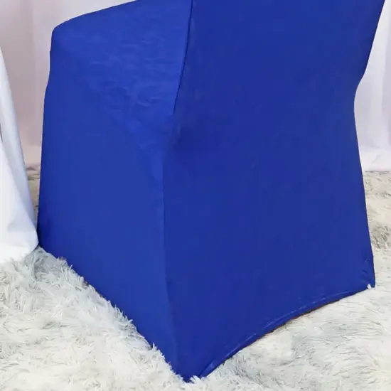 Royal Blue Embossed Vintage Spandex Banquet Chair Cover Elegant Event Slipcover {4}
