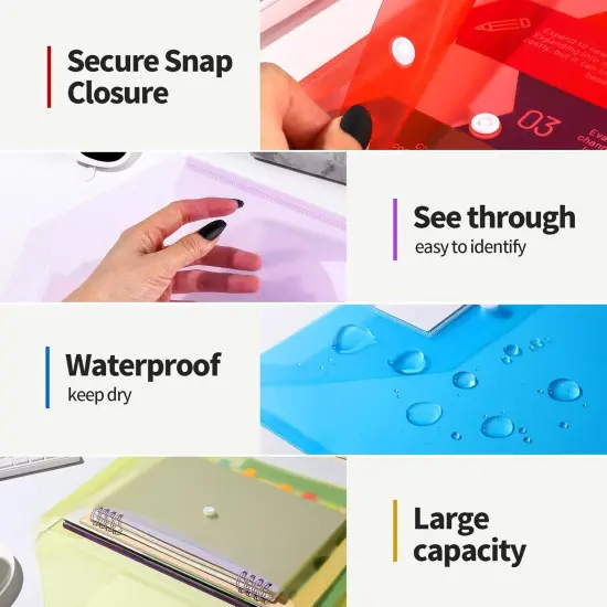 4 Pcs Plastic Folders with Pocket Plastic Envelopes {2}