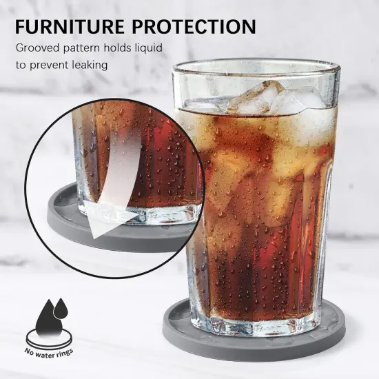 6 Silicone Coasters with Holder - Orange {3}