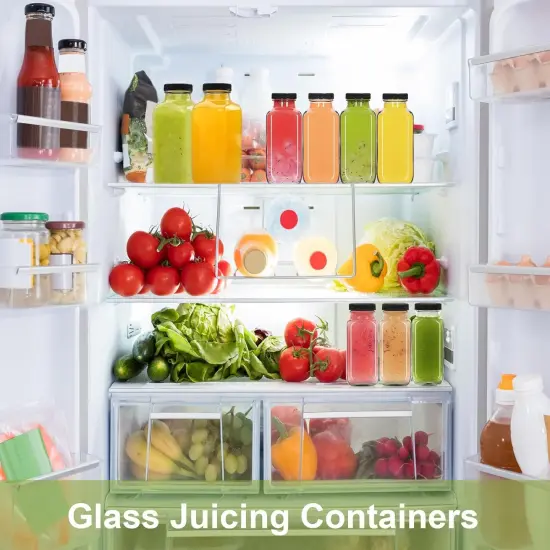 6 Pack 12oz Glass Water Bottles with Black Lids, Brush & Labels {5}