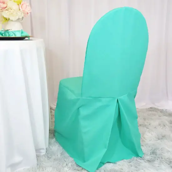 Tiff Blue or Aqua Blue Polyester Chair Cover Elegant Banquet Seat Wrap {2}