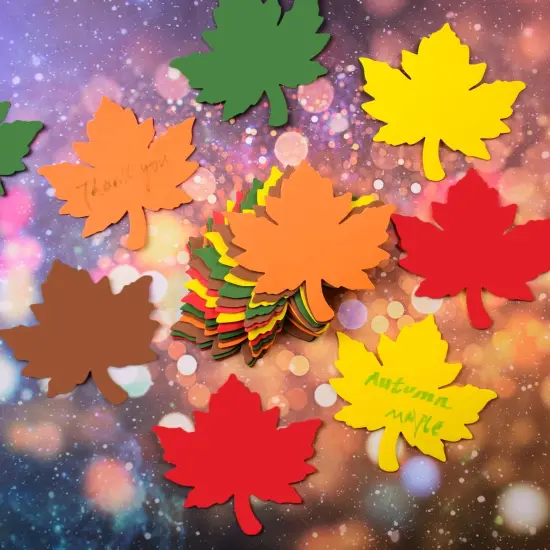 60 Pieces Maple Leaves Cutouts Paper Fall Leaves {3}