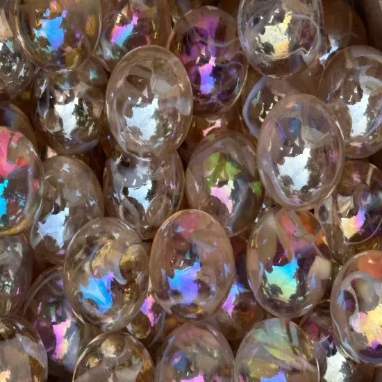 JELLYFISH Pink/Peach Fairy Glass Marbles 25mm (1 inch) SHOOTER Taw Lot {2}