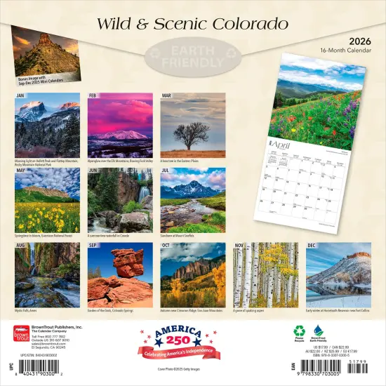 Colorado Wild & Scenic | 2026 12 x 24 Inch (Hanging) Monthly Square Wall Calendar | Plastic-Free {2}