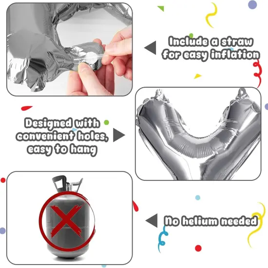 Happy Birthday Banner, Silver Birthday Sign {4}