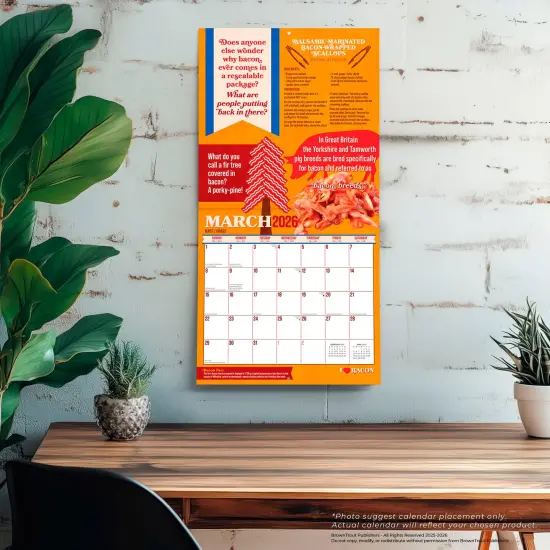 I Love Bacon | 2026 12 x 24 Inch (Hanging) Monthly Square Wall Calendar | Plastic-Free {5}