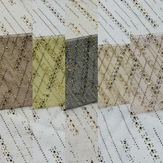 1 Yard Glitter Rhinestone Mesh Fabric Sheer Sparkle Material for Dresses, D&eacute;cor & Costumes Olive {2}