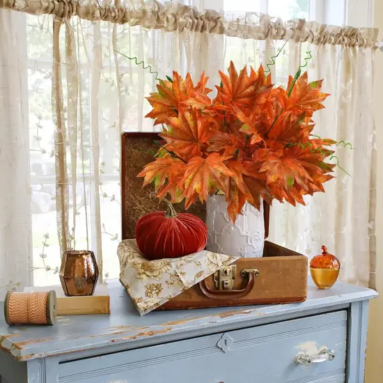 4PCS Artificial Maple Leaf Shrubs Fake Fall Leaves-4pcs Maple {5}