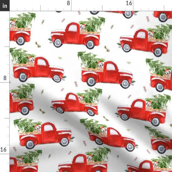 Various Fabrics by the Yard or Fat Quarter Best Friend Christmas Truck Red Dogs Holidays Winter Tree Vintage Inspired Dalmation Festive Pine Custom Printed Fabric by Spoonflower {2}