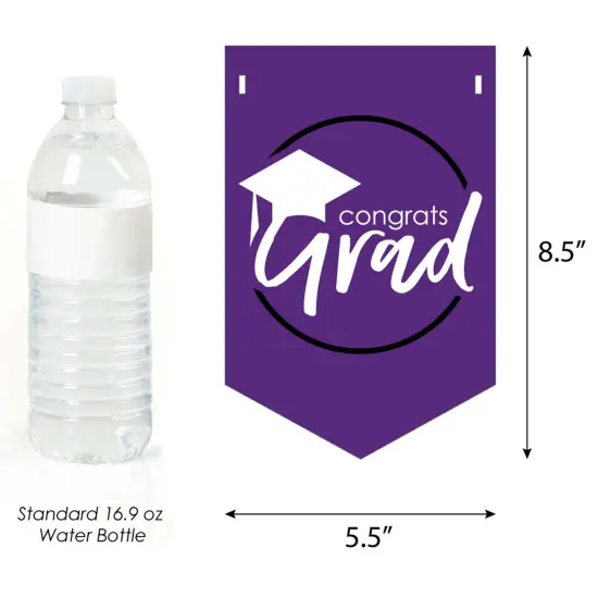 Big Dot of Happiness Purple Graduation Bunting Banner - Party Decorations - Congrats Grad 2025 {3}