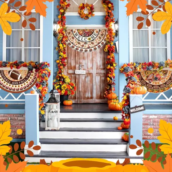 6 Pcs Fall Football Bunting Flag (	yellow) {3}