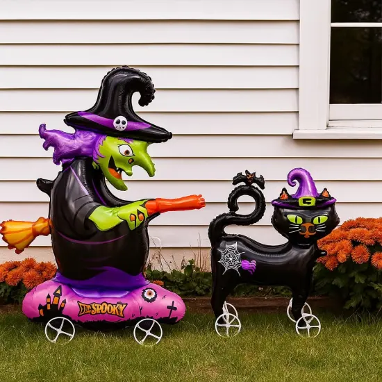 3 Pcs Halloween Foil Balloons &ndash; Witch, & 2 Black Cat {4}