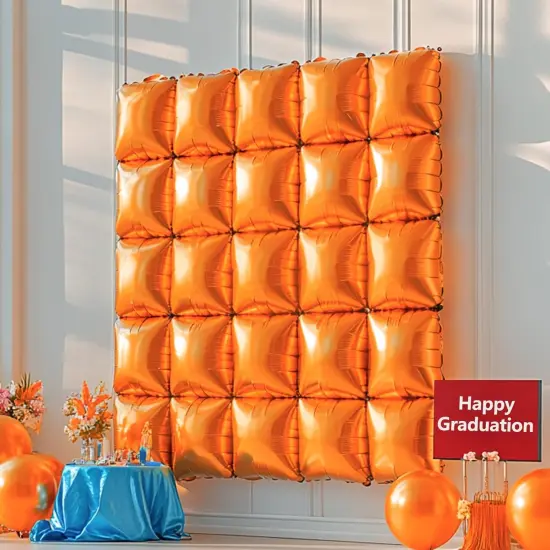 Orange Square Foil Balloons Wall Backdrop Double Sided(C01 - Orange) {5}
