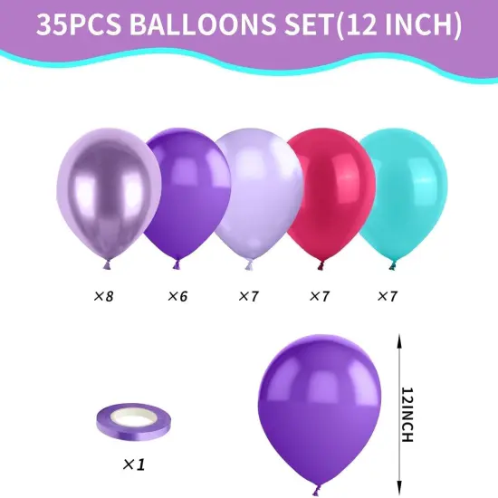 35PC Metallic Purple Pink Red Balloons Decoration - 12 Inch {2}