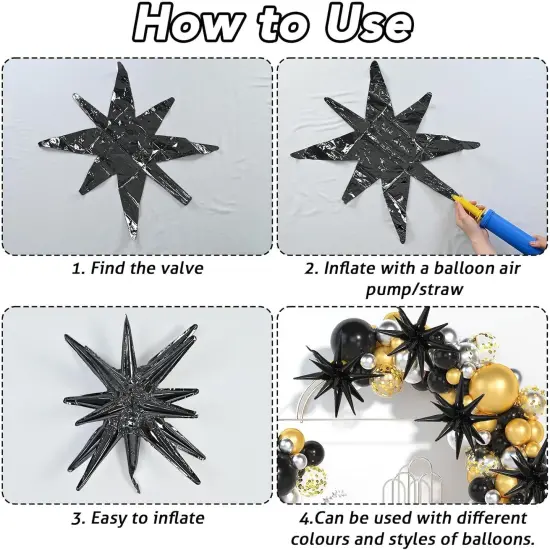 22Inch Large Black Star Balloon Explosion Foil Balloons(black) {2}