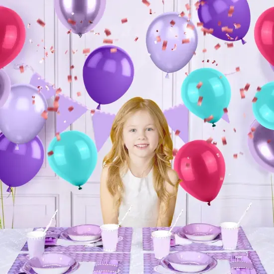 35PC Metallic Purple Pink Red Balloons Decoration - 12 Inch {5}