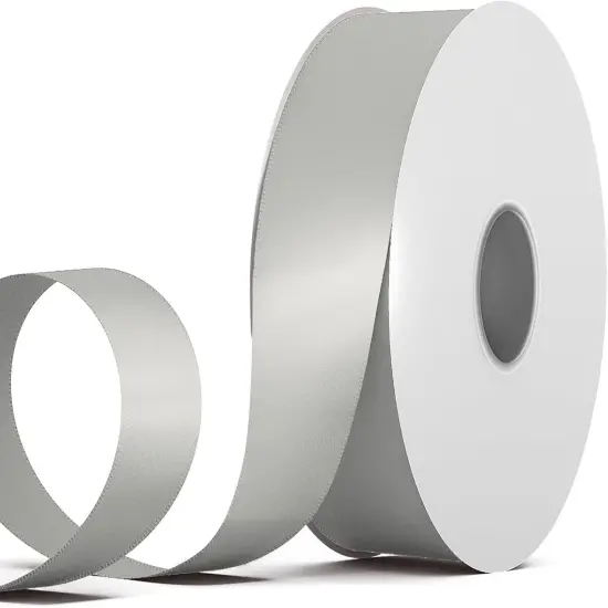 2 Inch Double Face Satin Ribbon Grey, 50Yards Craft Fabric Ribbon for Gift Wrapping, Floral Bouquets, Wedding Decoration {1}