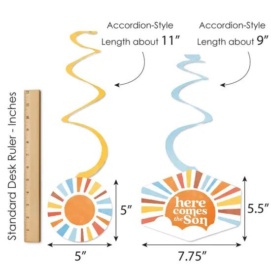 Big Dot of Happiness Here Comes The Son Party Decoration Swirls, Boy Boho Baby Shower Hanging Decor - Set of 40 {7}