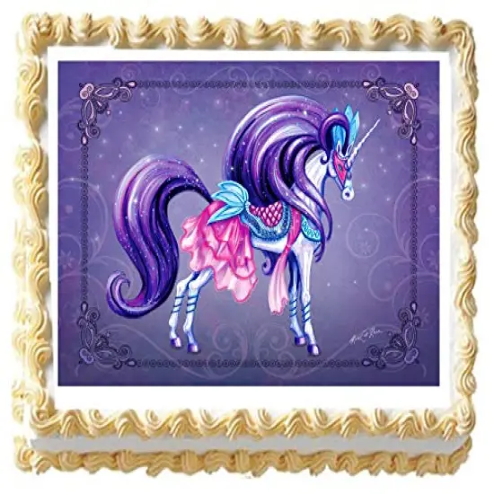 Unicorn Shimmer and Grace Edible Icing Image Cake Topper (1/4 Sheet) {1}