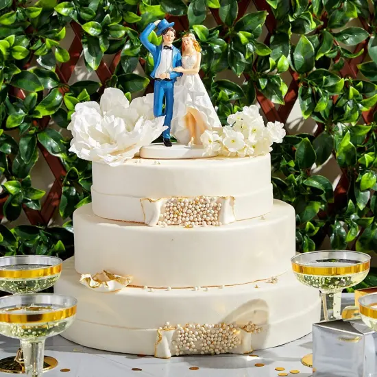 Wedding Cake Toppers Bride and Groom Couple Figurine Party Decoration Multicolor {3}