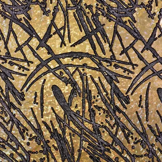 Pollock Shattered Glass Foiled Spandex Fabric Royal {4}